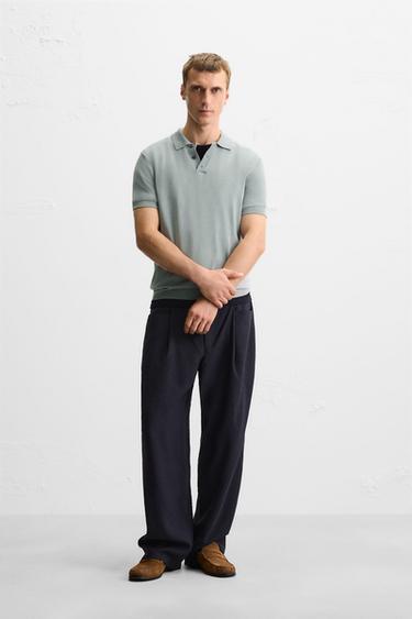 POLOSHIRT AUS STRICK MIT VISKOSE-MISCHGEWEBE - Grau / Blau von Zara - Bild 0
