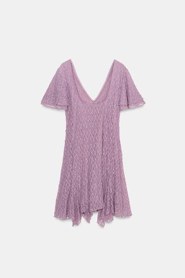 LACE GATHERED DRESS - Lilac by Zara - Image 5