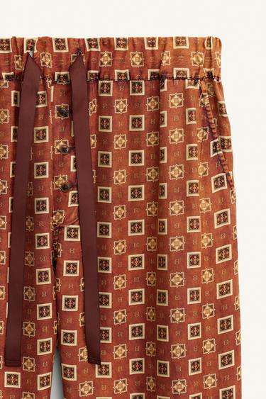 LIMITED EDITION 100% SILK PRINTED TROUSERS - Brick by Zara - Image 9