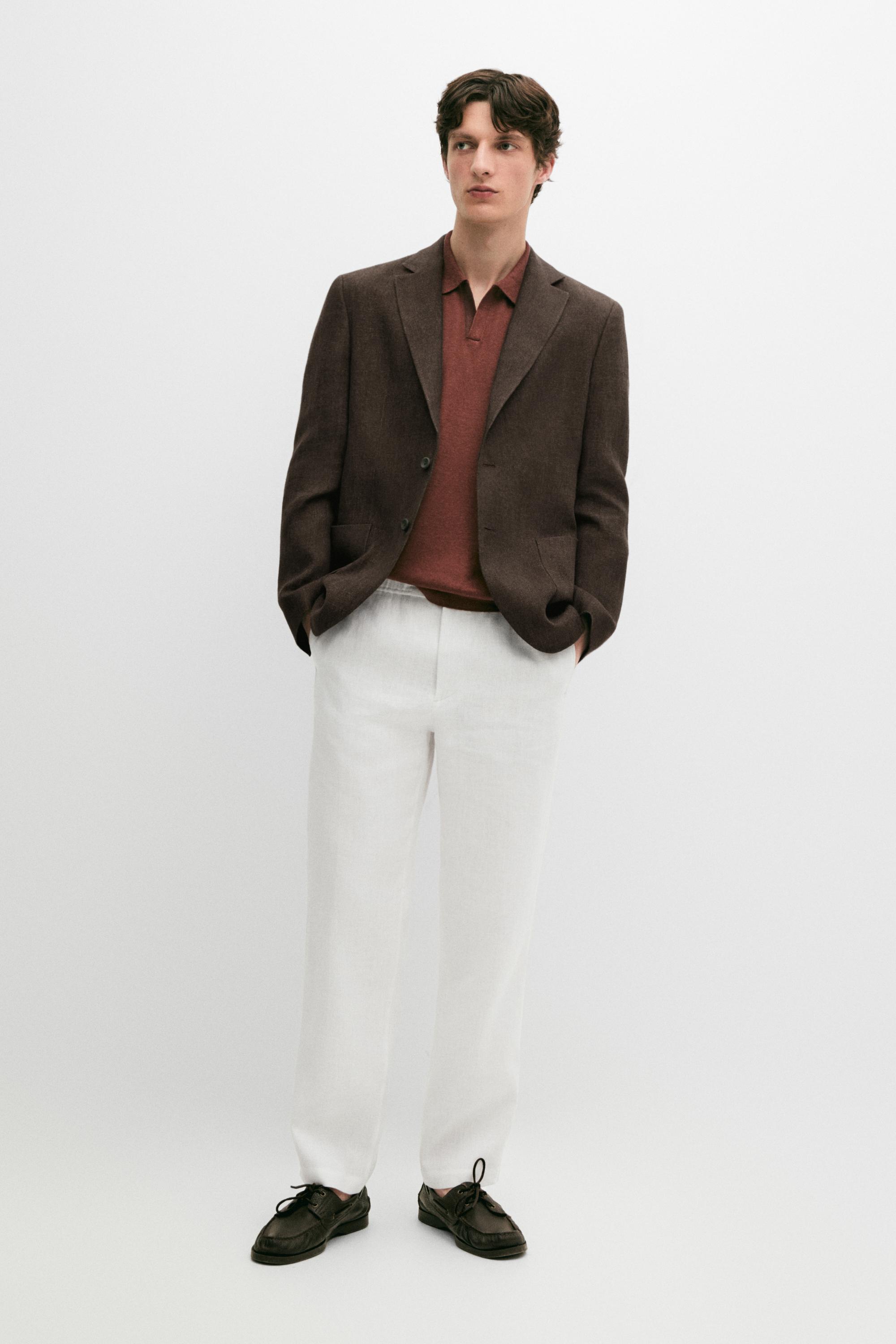 100% linen melange blazer — Mink marl