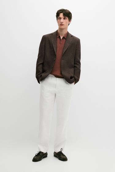 Americana melange 100% lino - Visón vigoré de Zara