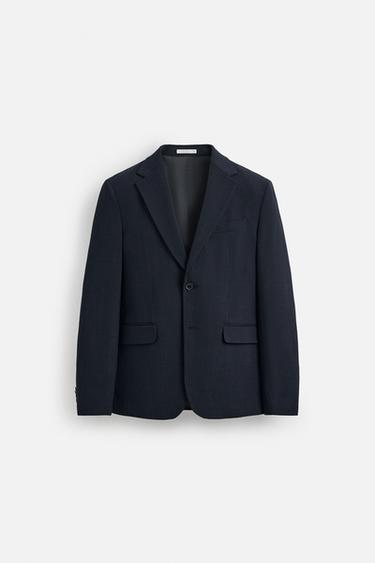 Zara TEXTURED SUIT BLAZER - Bluish