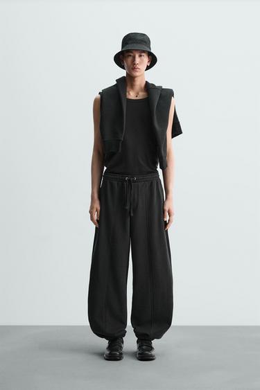 Zara BALLOON FIT JOGGER PANTS - Black - Image 0