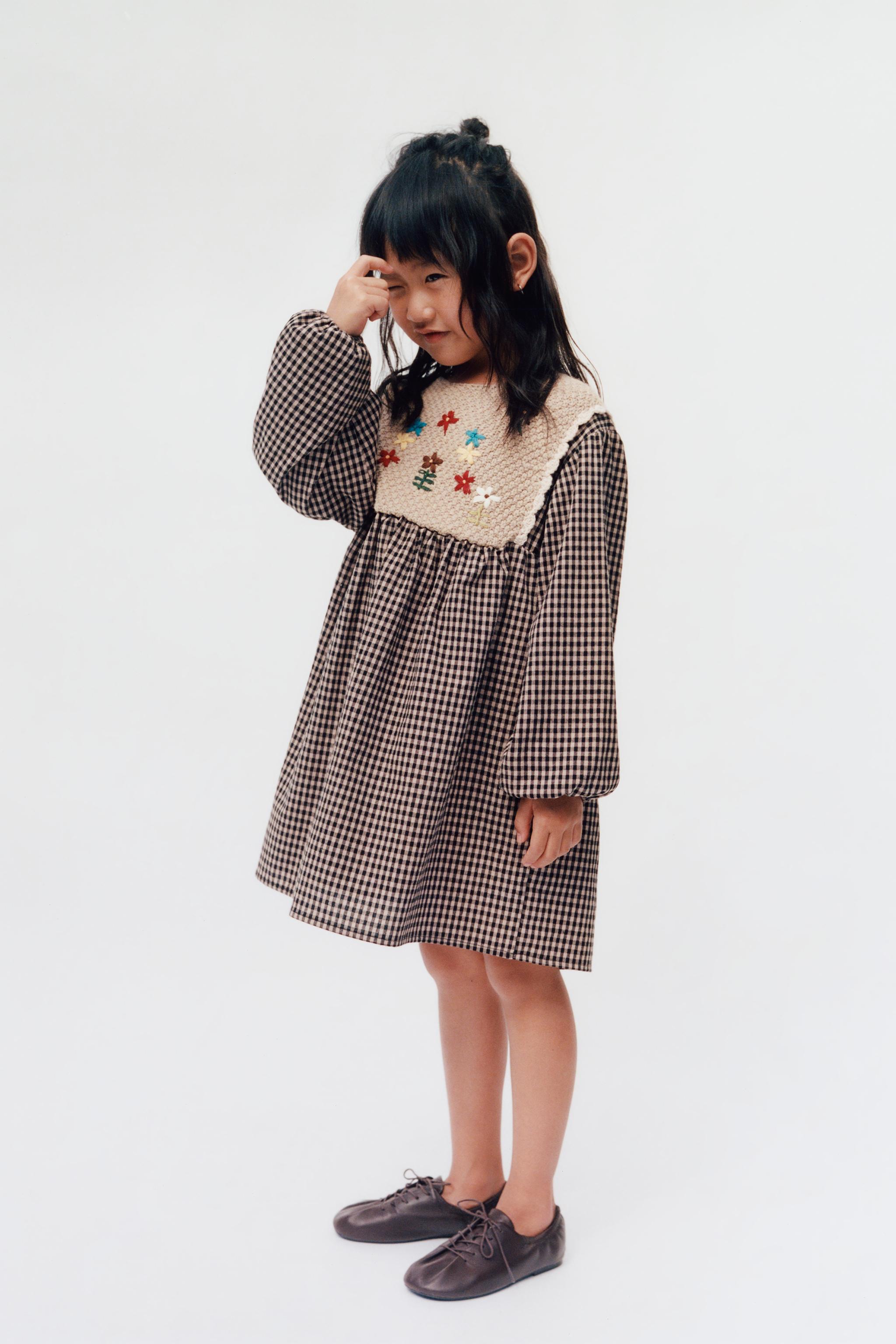 ROBE À CARREAUX EN MAILLE COMBINÉE