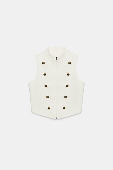 BUTTONED HALTER WAISTCOAT - Ecru by Zara - Image 5