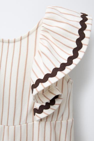 STRIPED SCALLOP JUMPSUIT - Ecru by Zara - Image 2