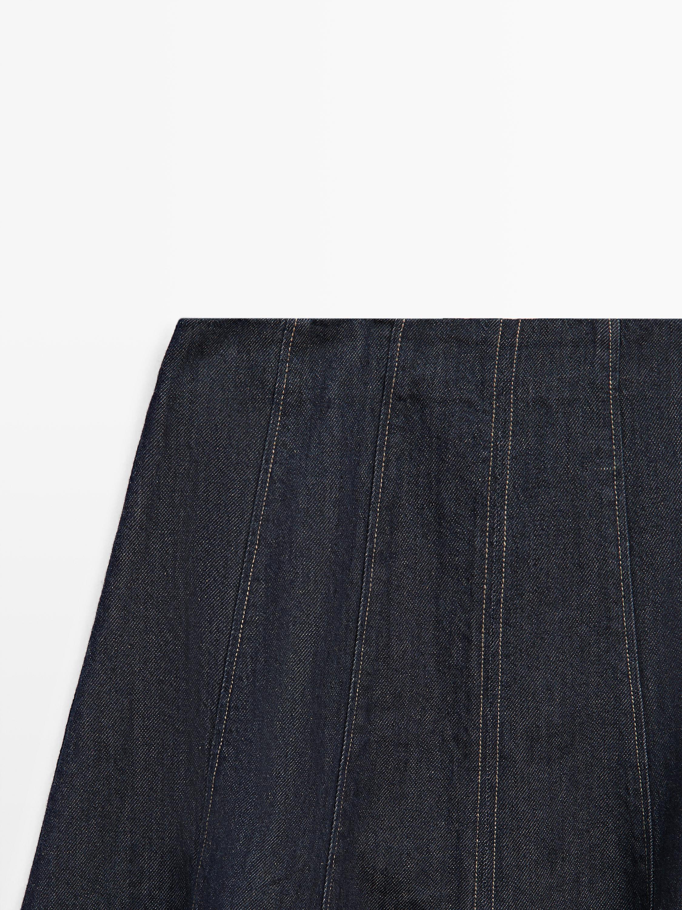 Jupe midi denim à godets