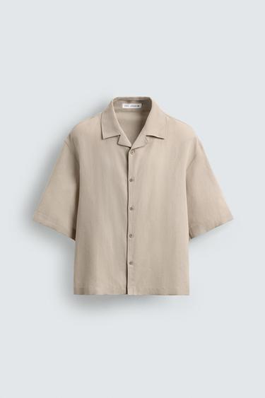 ÁO SƠ MI VẢI FLUID RELAXED FIT - Màu be nhạt từ Zara