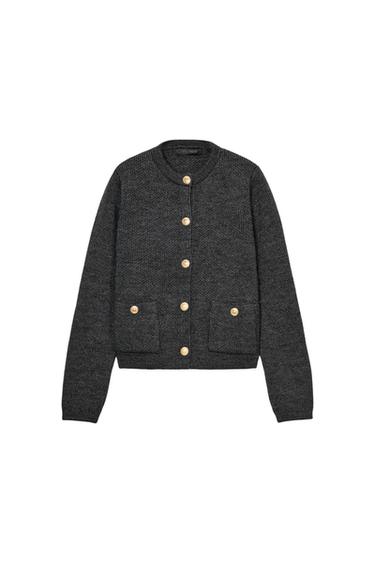 CARDIGAN WITH GOLD BUTTONS - Grey by Zara