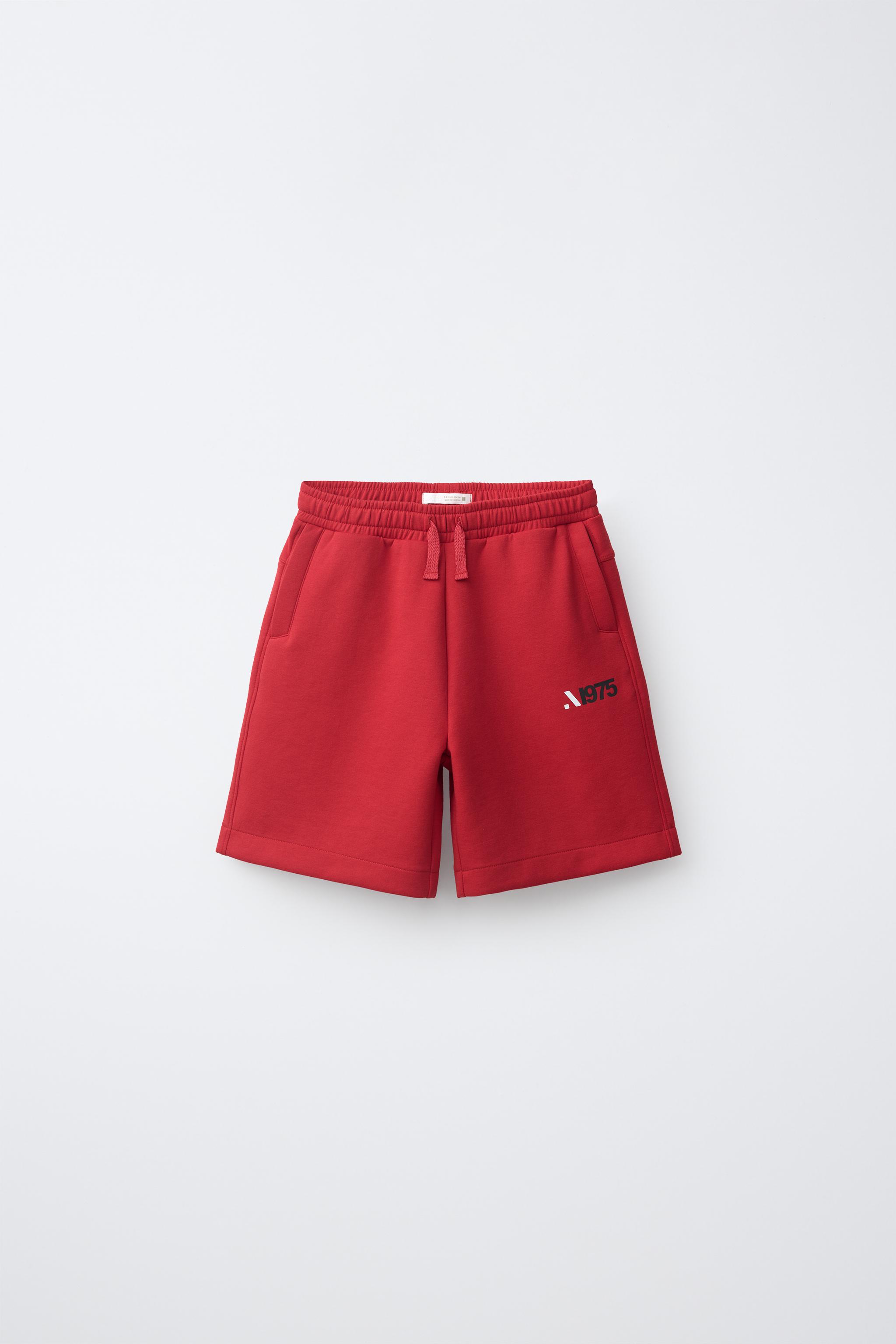 INTERLOCK SPORTY LOGO BERMUDA SHORTS - Red | ZARA South Africa