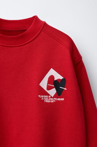 HEART SWEATSHIRT - Red by Zara - Image 2