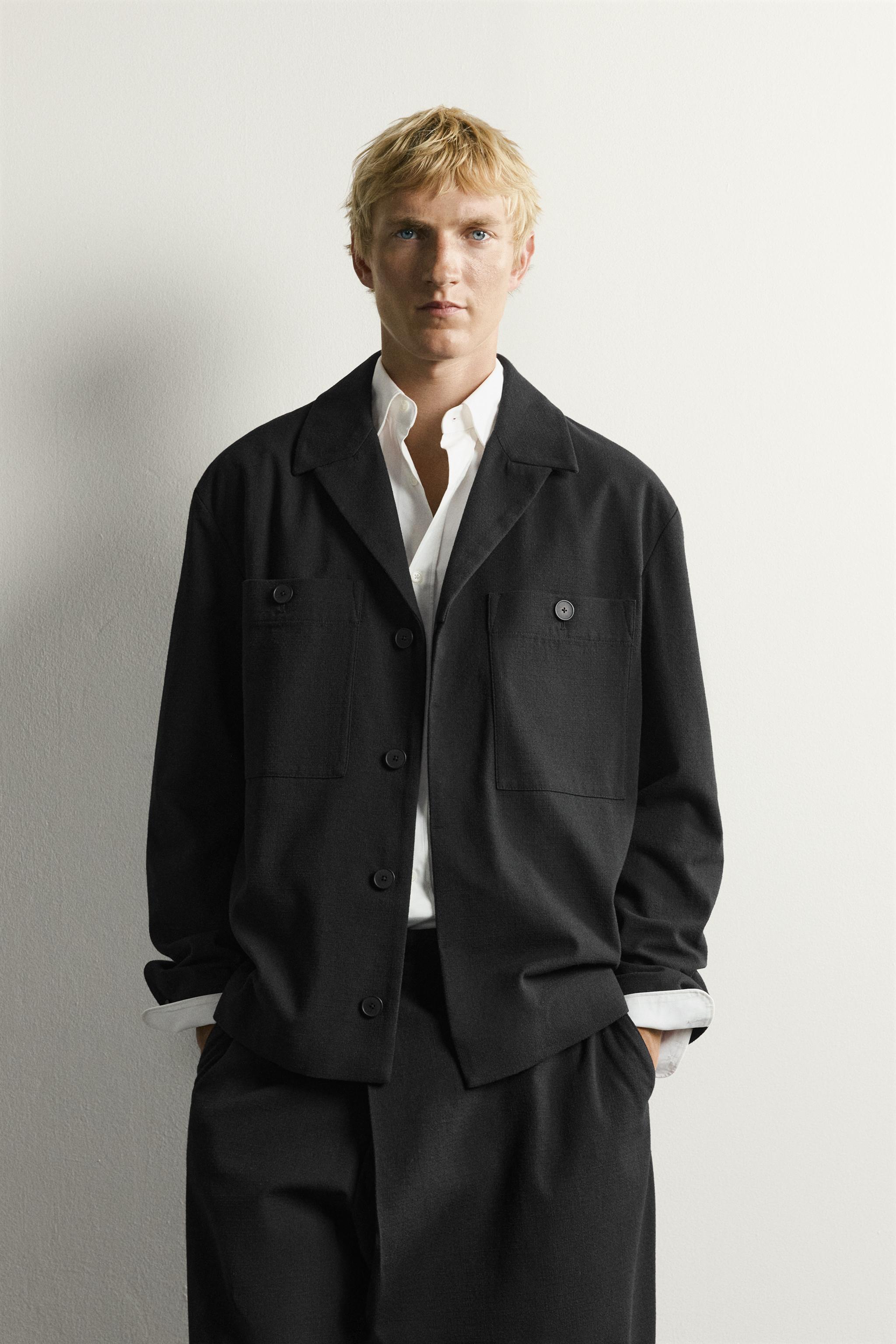 RELAXED FIT POCKET OVERSHIRT — Black