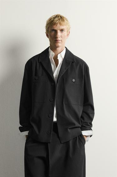 RELAXED FIT POCKET OVERSHIRT - Black by Zara
