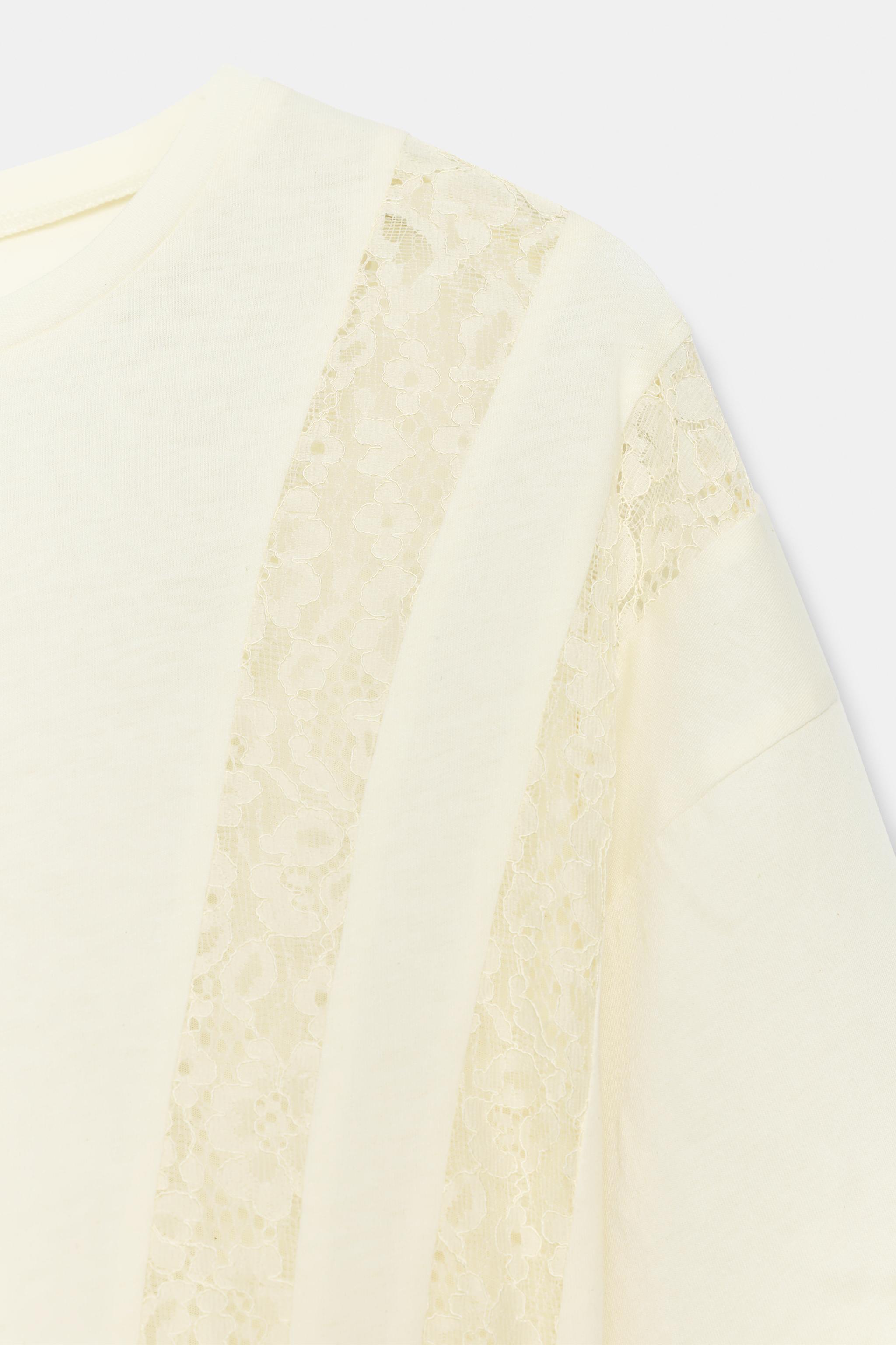 Zara DANTEL DETAYLI T-SHIRT görsel 8