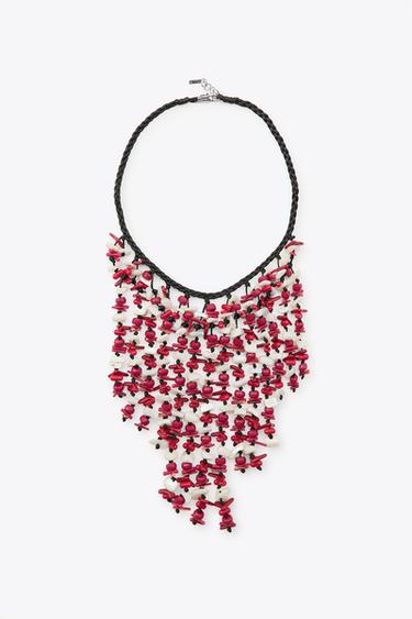Zara SHELL WATERFALL NECKLACE - Black