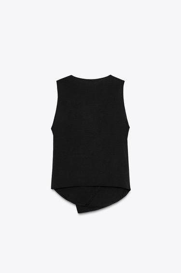 TOP GILET FLUIDE CROISÉ - Noir de Zara - Image 3