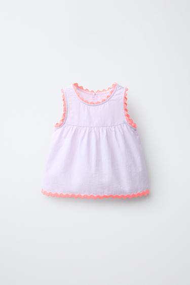 CASA LAWA X ZARA KIDS CONTRAST RIC-RAC POPLIN TOP - Light mauve by Zara