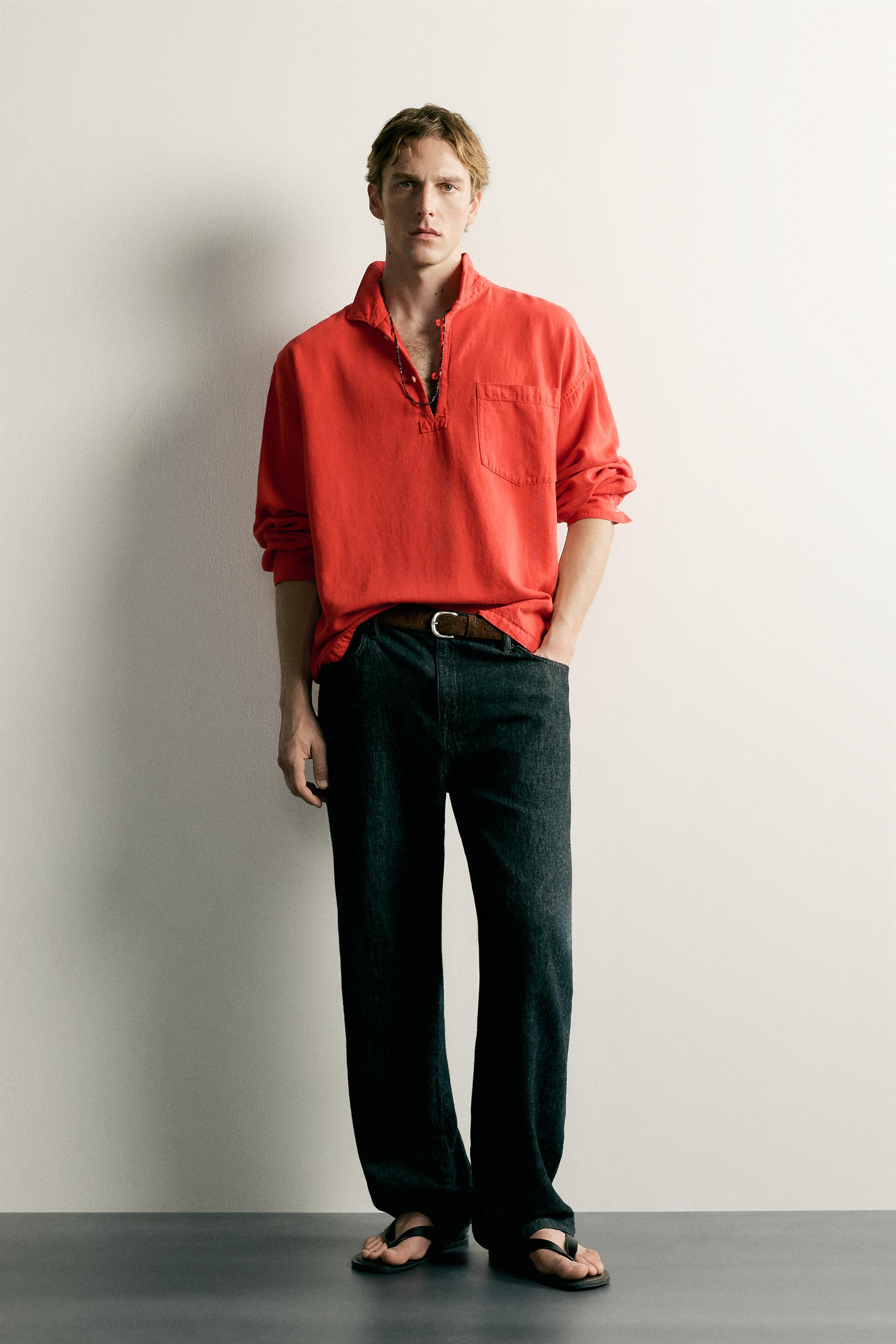 Мужские рубашки Zara RELAXED FIT POLO SHIRT