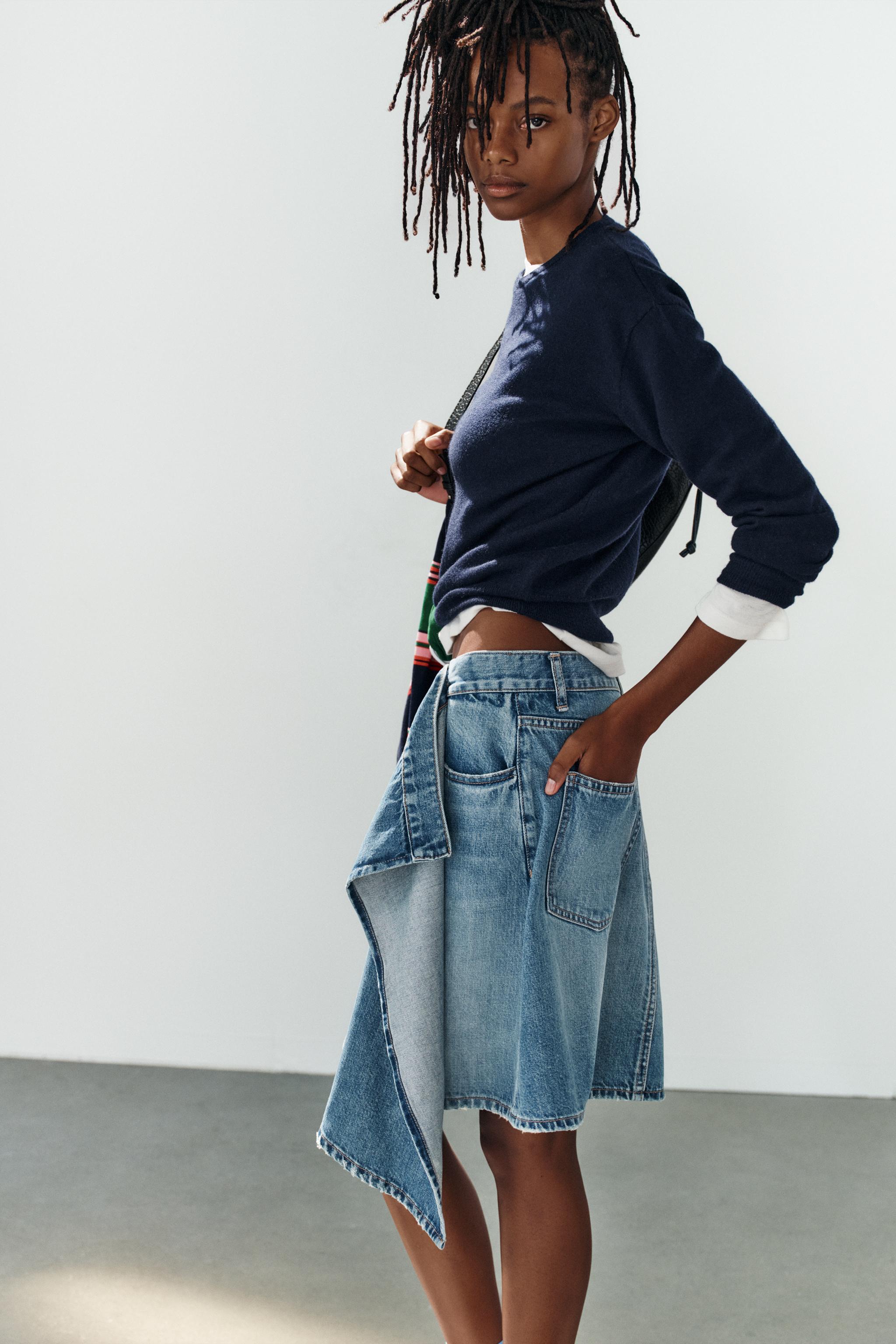 Женские юбки Zara TRF ASYMMETRIC DENIM SKIRT — фото 4