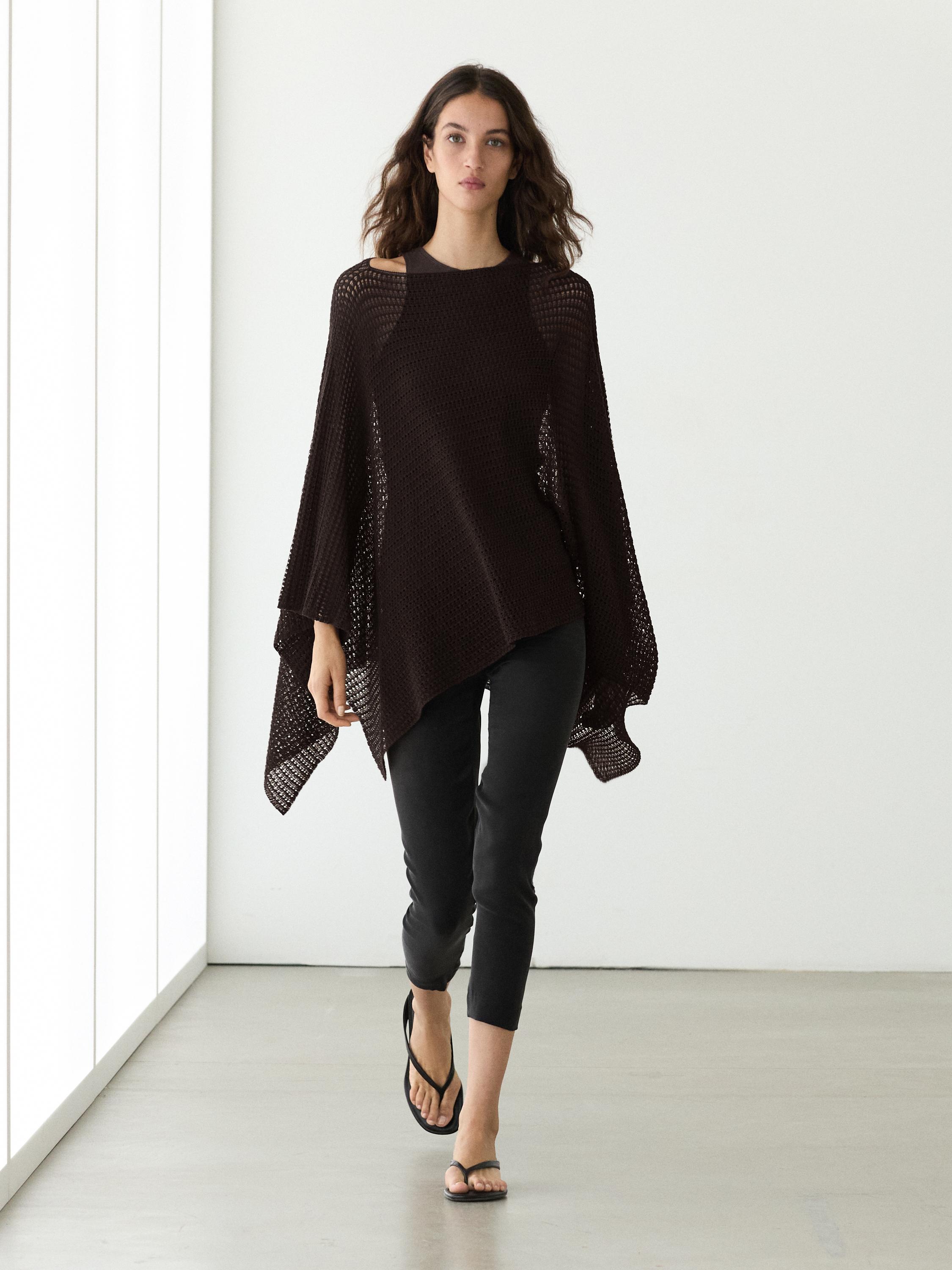 Cotton blend cape with openwork detail