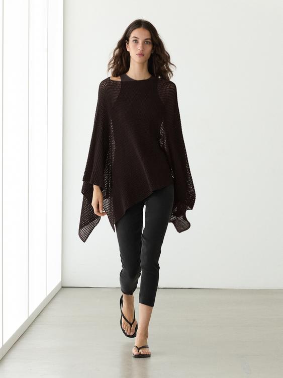 Cotton blend cape with openwork detail from Zara - $130