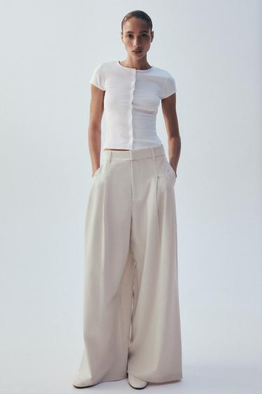 PANTALÓN PINZAS - Hielo de Zara