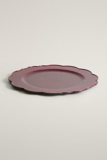CHRISTMAS SOLID-COLOR WAVY SERVICE PLATE — Red 2