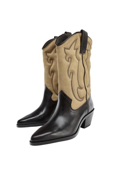 BOTA COMBINADA PIEL BORDADOS - Multicolor de Zara