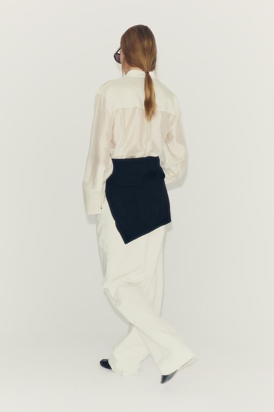 ZW COLLECTION EMBROIDERED POCKET SHIRT - Oyster-white by Zara - Image 4