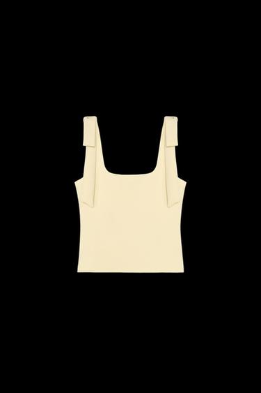 STRETCH TOP WITH BOWS - Light yellow by Zara - Image 0