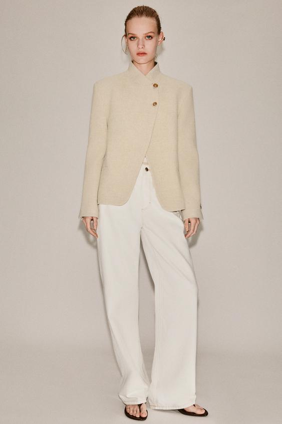 BLAZER CRUZADA CON LANA ZW COLLECTION - Piedra de Zara - Imagen 0