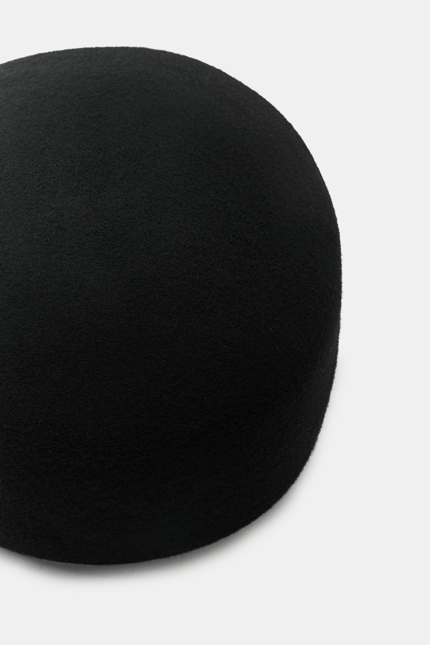 Женский головной убор Zara 100% Wool Oval Hat, цвет: Чёрный — фото 4