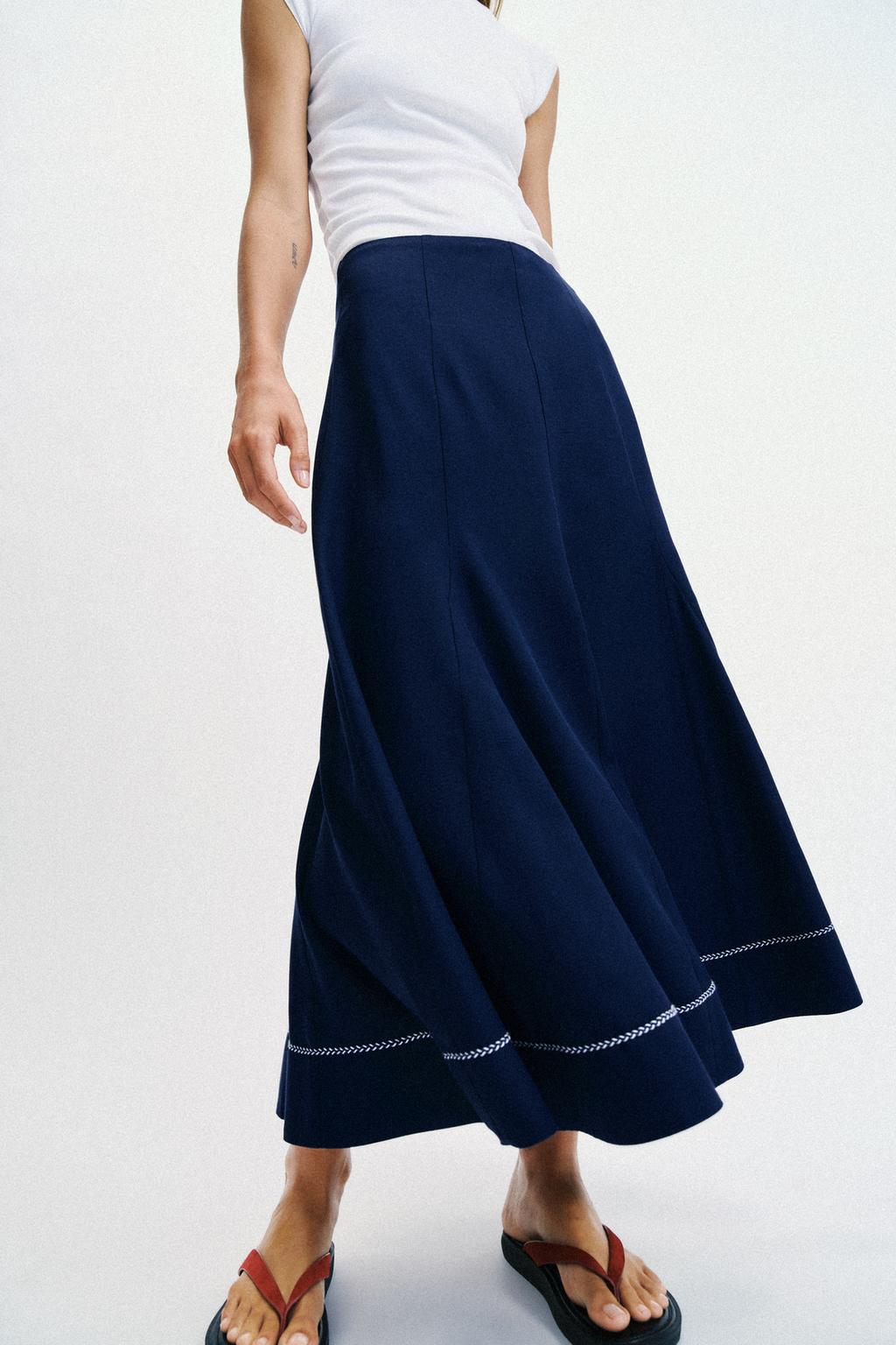 EMBROIDERED A-LINE MIDI SKIRT - image 2