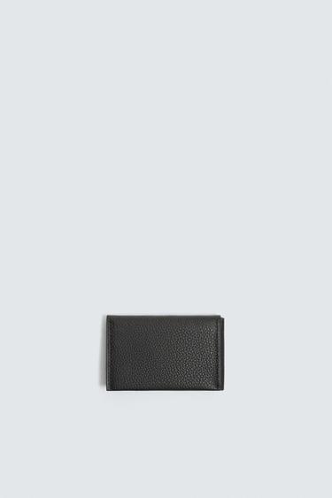 FOLDABLE LEATHER CARD HOLDER - Black by Zara