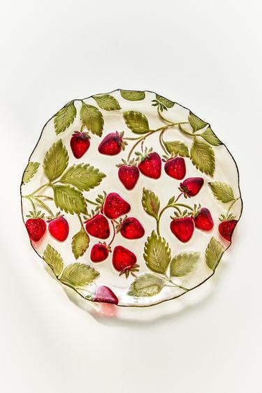 PIATTO DA DESSERT VETRO FRAGOLE - Rosso di Zara