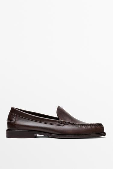 Zara Oiled leather loafers - Dark tan - Image 0