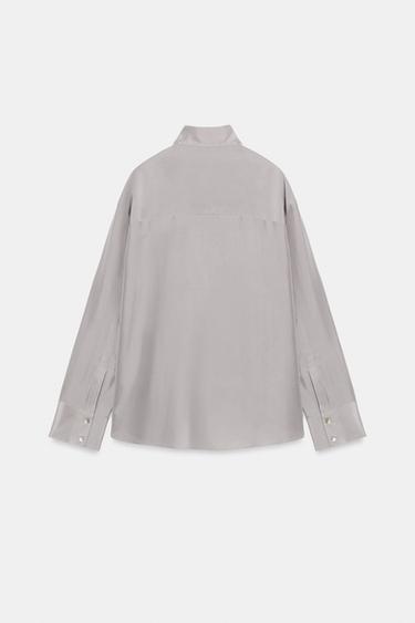 CHEMISE CROISÉE 100% SOIE ZW COLLECTION - Gris de Zara - Image 3