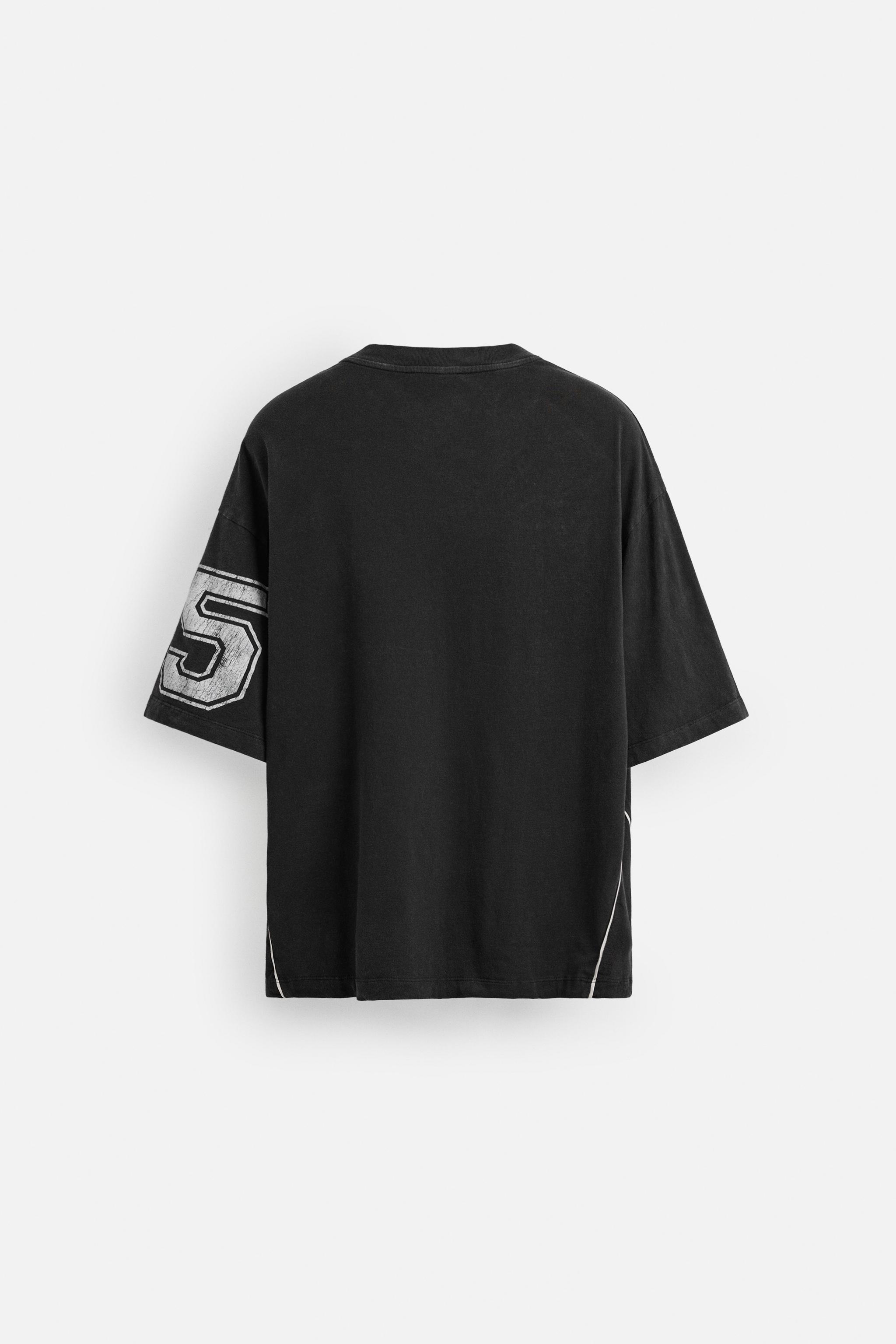 【ZARA】ウォッシュ加工刺繍入りTシャツ 6224/444/809 ウォッシュ加工刺繍入りTシャツ - ミディアムグレー | ZARA