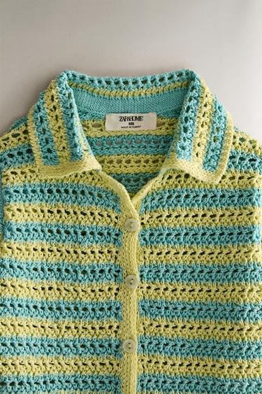 KIDS' CROCHET BEACH SHIRT - Lime by Zara - Image 1