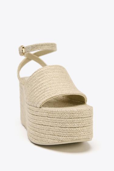 TALONS COMPENSÉS PLATEFORME EN JUTE - Beige clair de Zara - Image 4