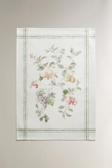 LOT TORCHONS CUISINE COTON FLEURS (LOT DE 2) - Vert de Zara - Image 2