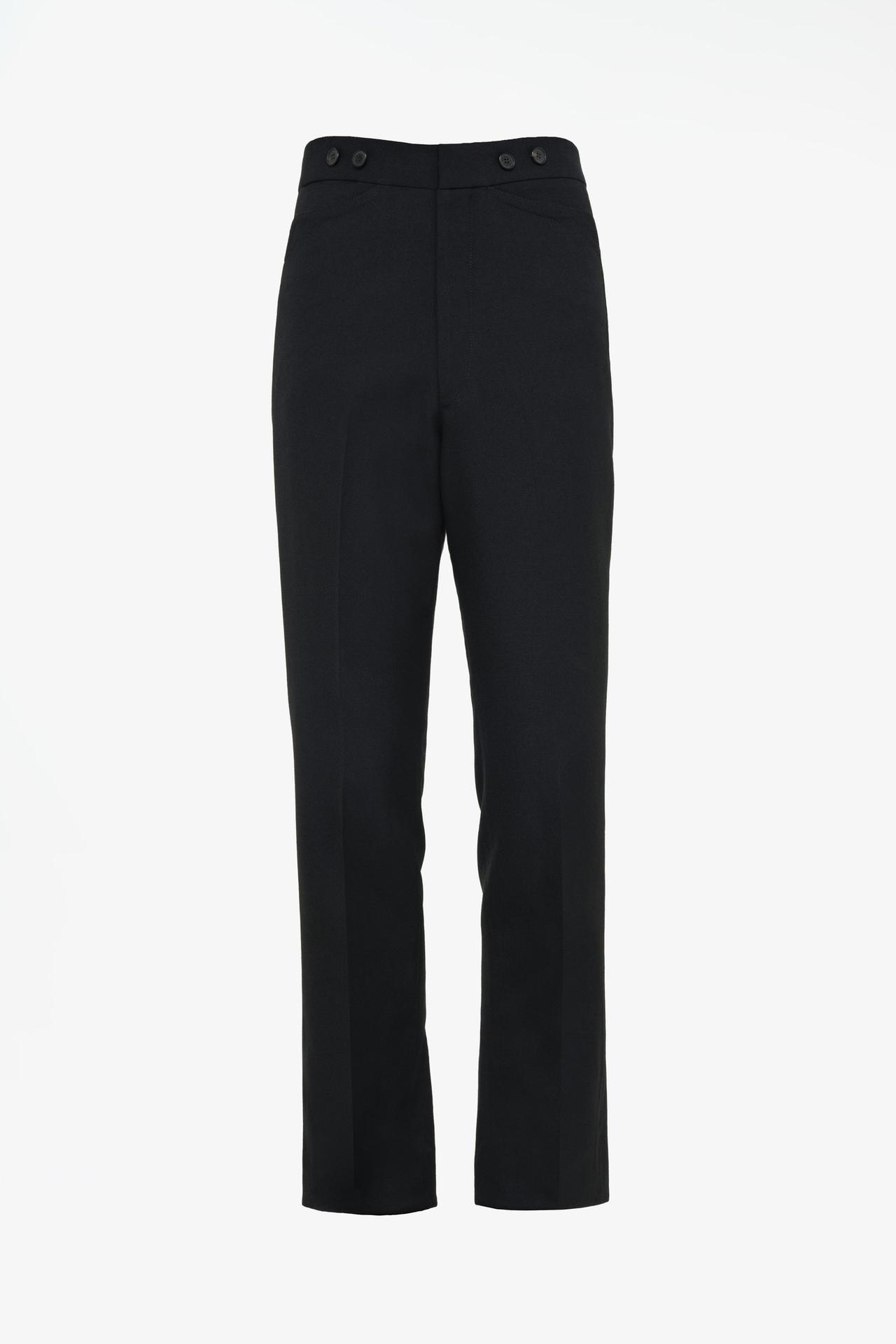 LIMITED EDITION 100% WOOL PANTS WITH BUCKLE — Black