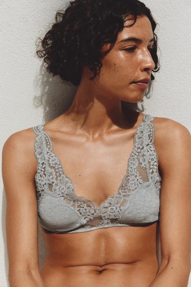 CULOTTE POINTELLE EN DENTELLE - Gris chiné de Zara - Image 1