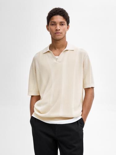 Polo punto manga corta algodón - Beige de Zara