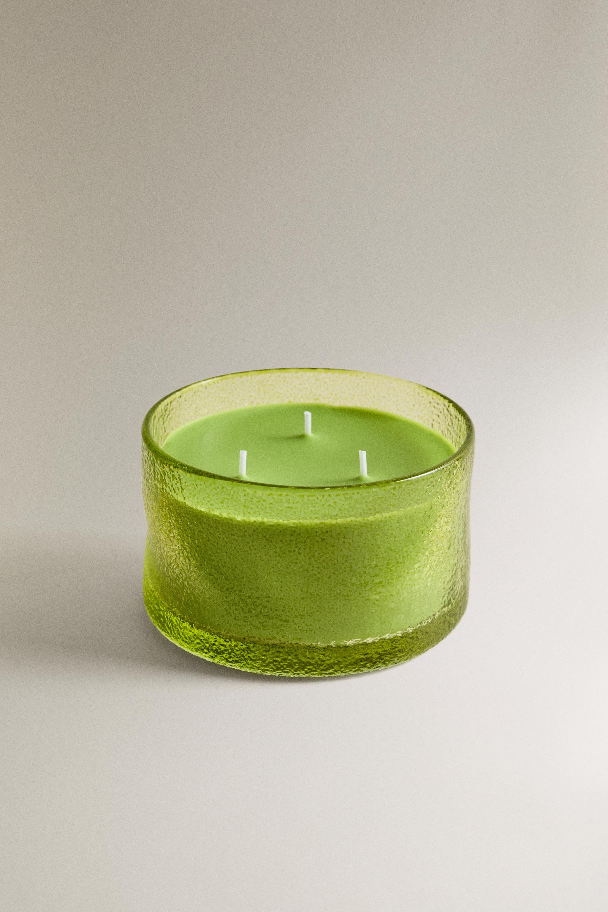 (500 G) LIME & PEPPERMINT SCENTED CANDLE — Fluorescent lime