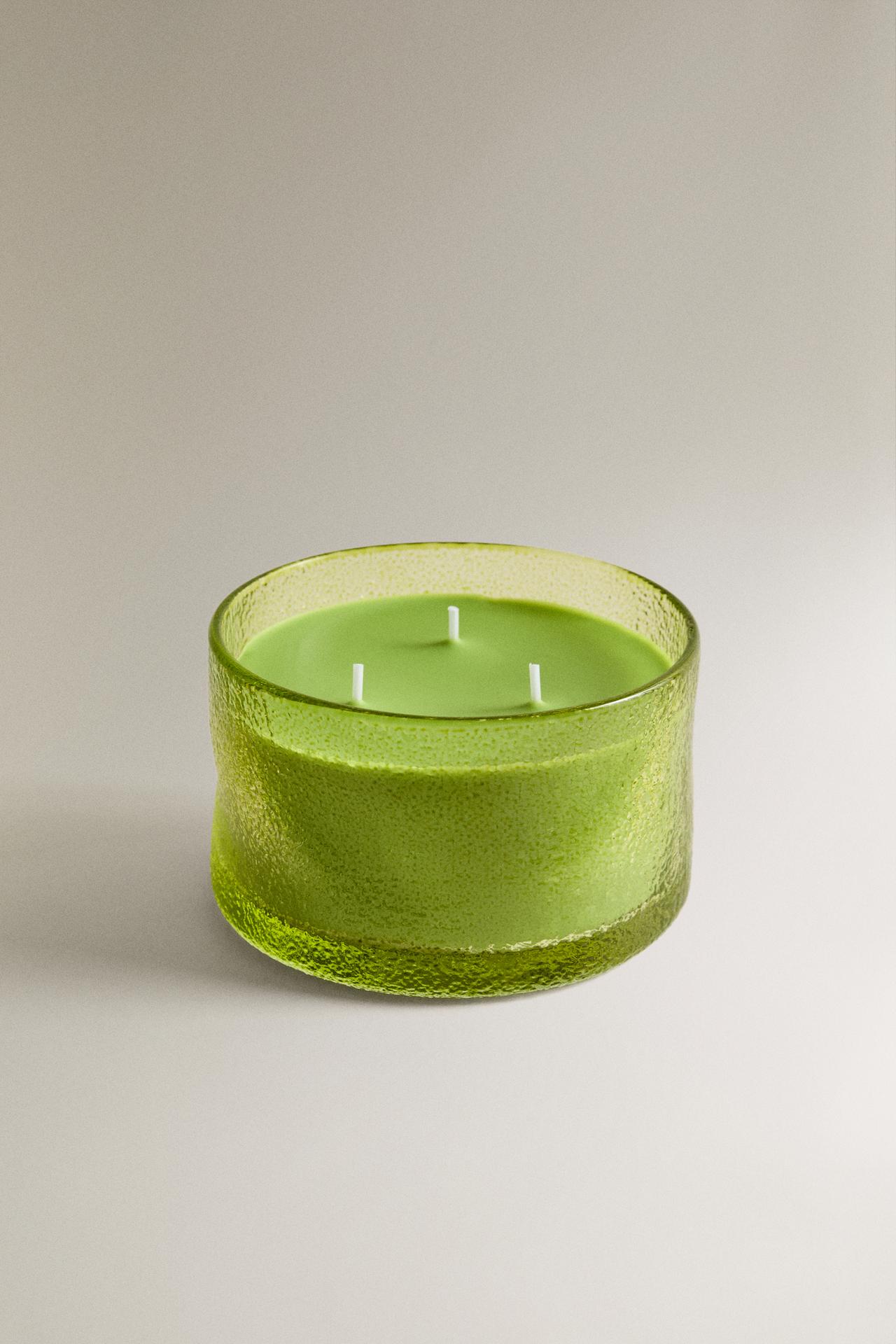 (500 G) LIME & PEPPERMINT SCENTED CANDLE — Fluorescent lime