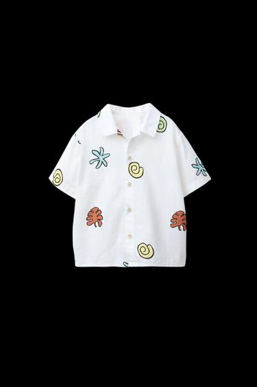 Zara SEASHELL PRINT SHIRT - Ecru - Image 0