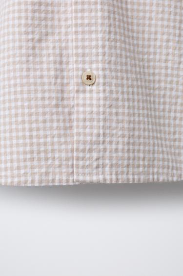 CHEMISE À POCHE À CARREAUX VICHY - Beige clair de Zara - Image 3