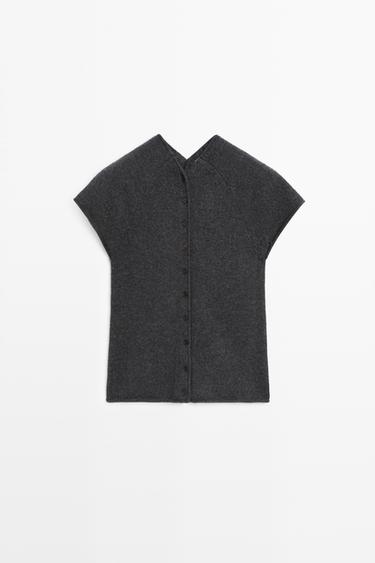 Zara 100% Cashmere button-up knit vest - Anthracite grey - Image 0