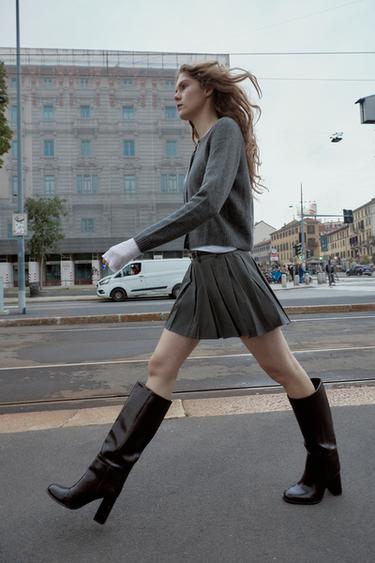 PLEATED SKORT WITH BELT - Dark grey by Zara - Image 2